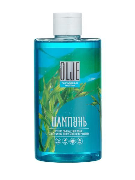 OLJE Натуральный шампунь против выпадения волос с экстрактом концентрата спирулины и кератина 450 мл в Великом Новгороде