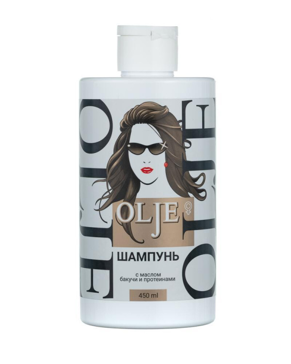 OLJE. Шампунь женский с маслом бакучи и протеинами, 450 мл в Великом Новгороде