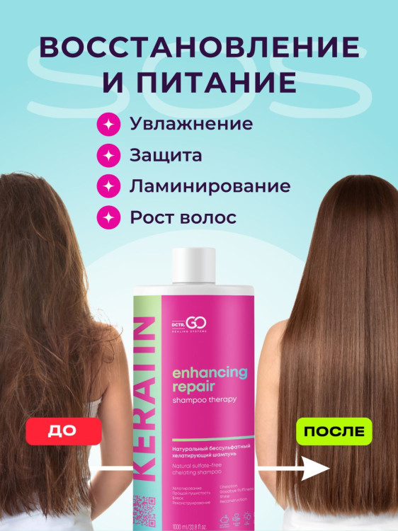 Dctr.Go. Бессульфатный кератиновый шампунь для волос 1000 мл в Великом Новгороде